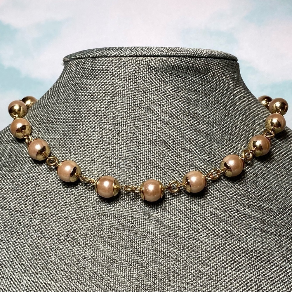 Anne Klein Necklace Faux Pearl Beads Gold Tone Statement Classic 16โ+2โ